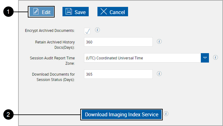 Archive Tab, Click Download Imaging Index Service