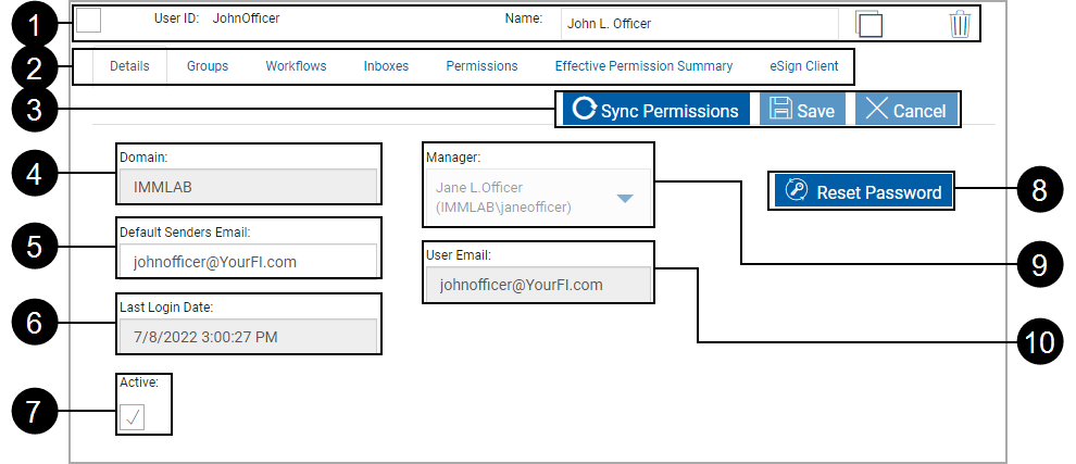 User Details Tab with eSign plus
