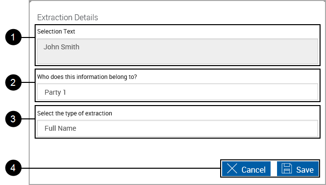 Template Manager, Party 1, Full Name, Extraction Details