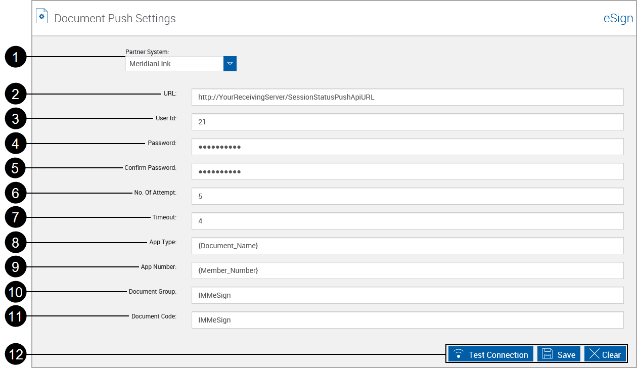 Document Push Settings Sample for Meridian Link Document Push Settings Sample for Meridian Link