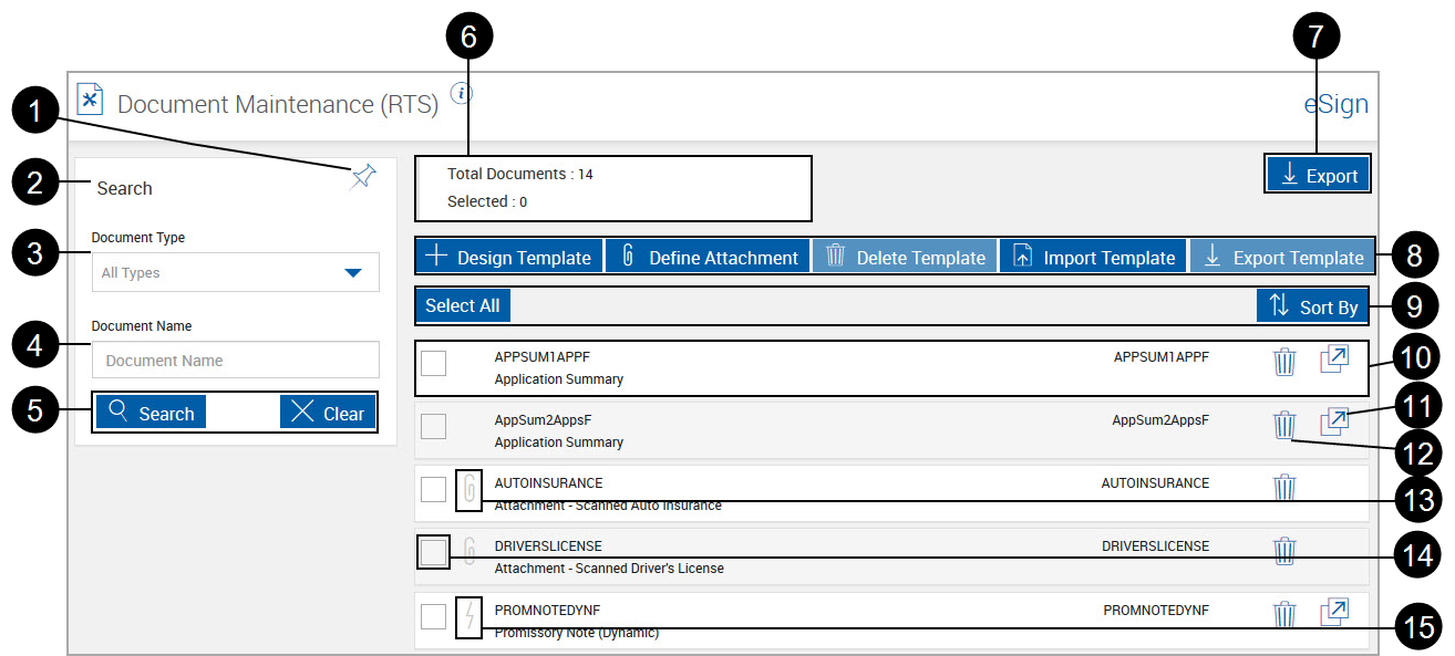Documents Maintenance (RTS), populated Documents Maintenance (RTS), populated