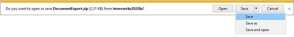 Export Template Pop Up