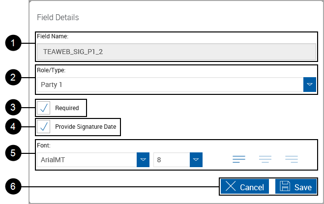Field Details With Provide Signature Date Selected
