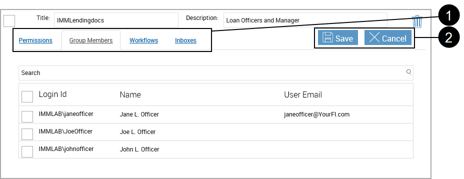 Group Maintenance - Group Members Tab