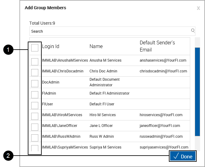 Add Group Members Popup