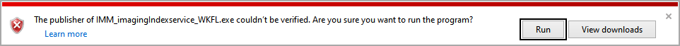 Imaging Index Service Publisher Warning