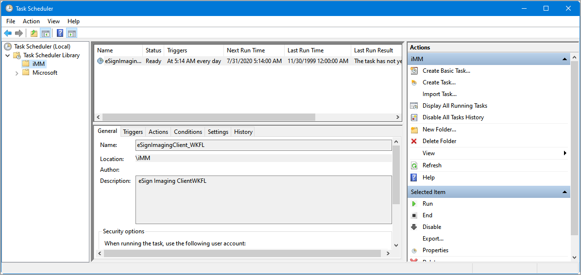 Task Scheduler for eSignImagingClient