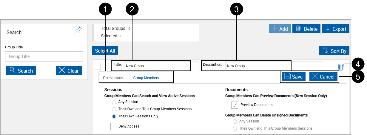 Groups Maintenance - New group page