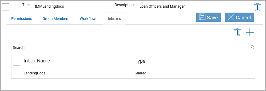 Group Maintenance Inboxes Tab