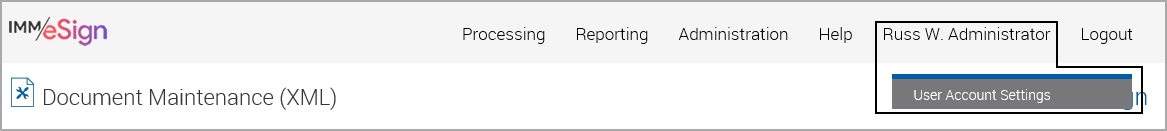 Click User Name, User Account Settings