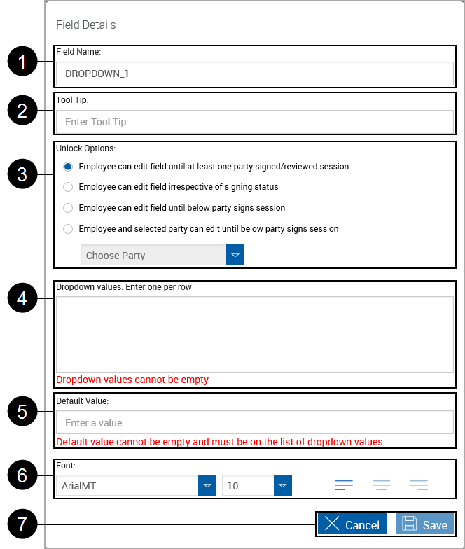 Default Field Details