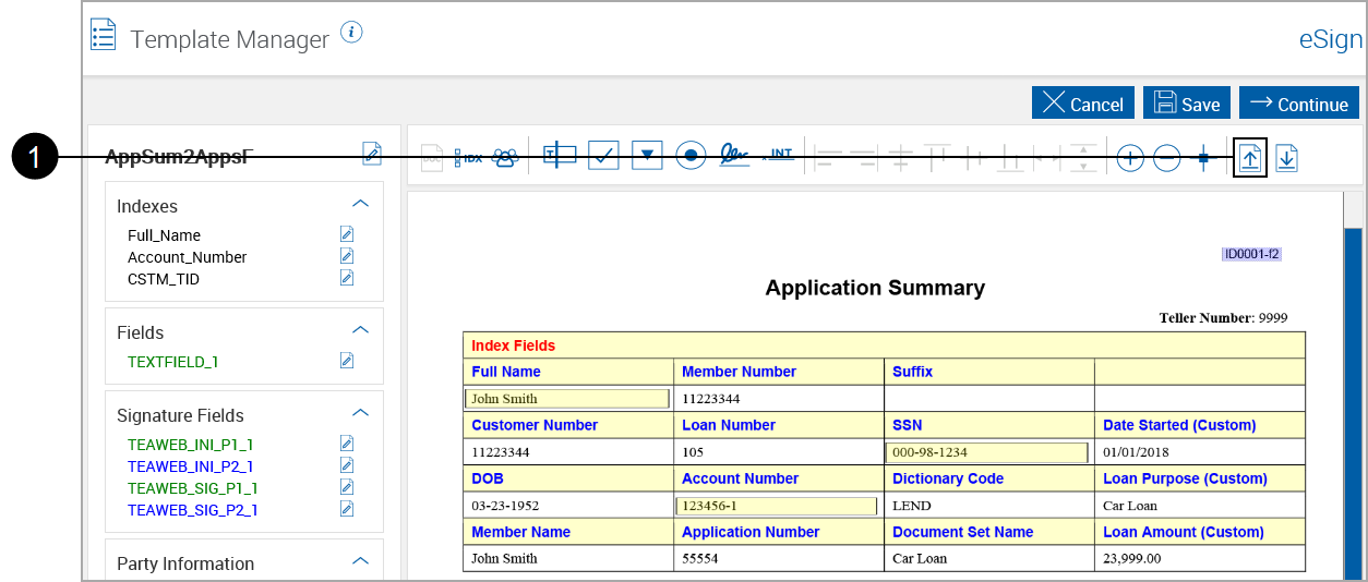Template Manager, Click on Upload Document