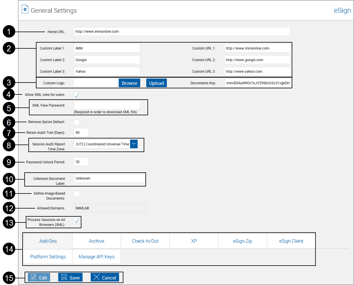 General Settings, eSign plus