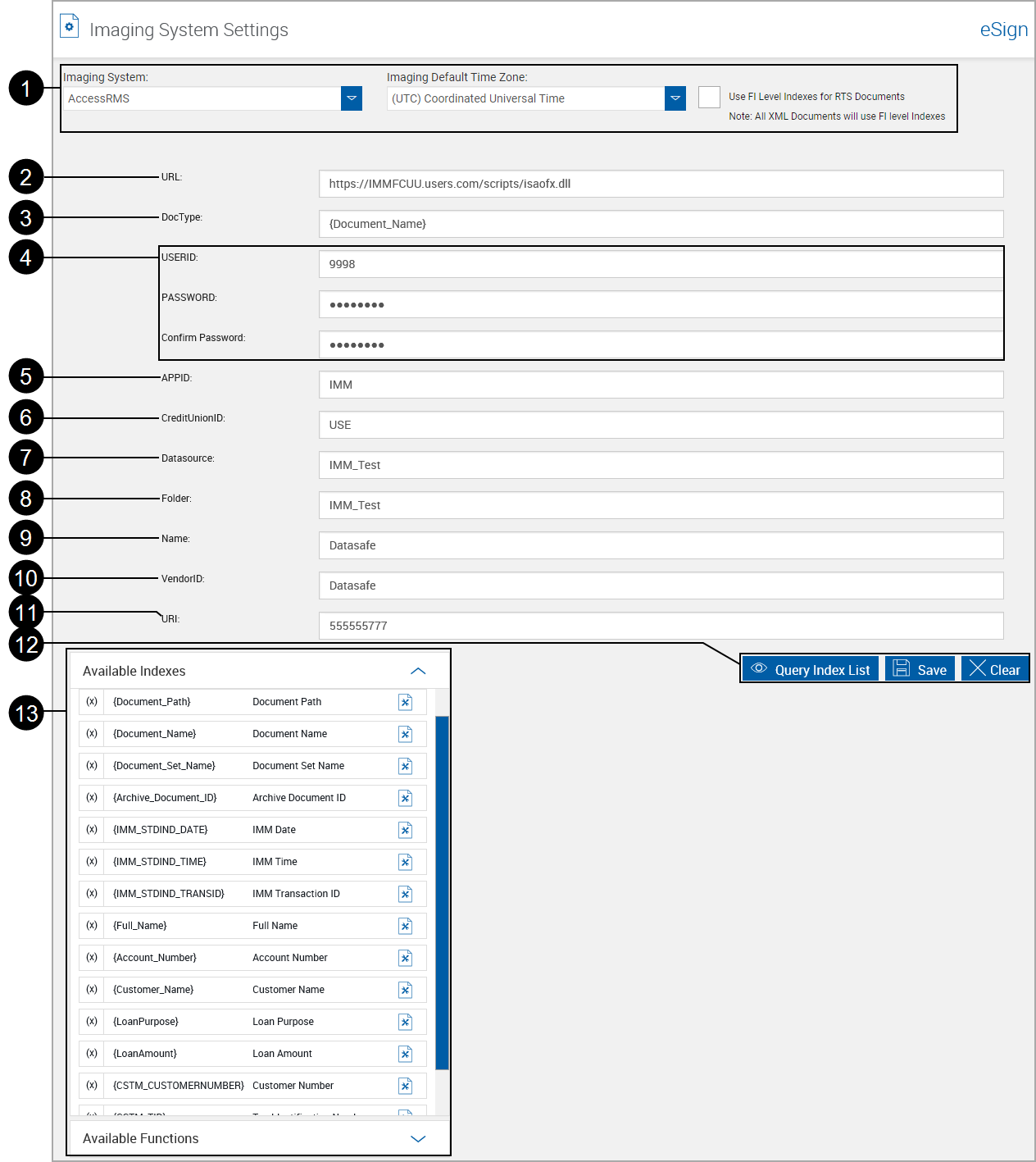 Imaging System System Settings, Access RMS