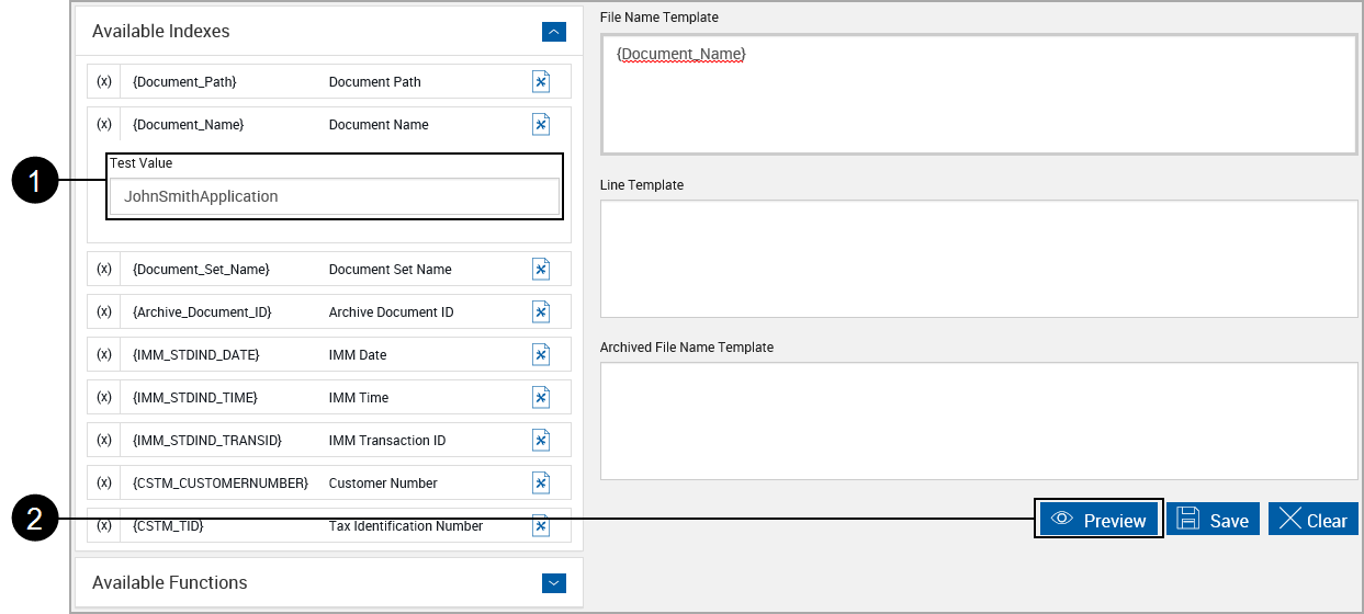 Imaging System Settings, Test Value Showing