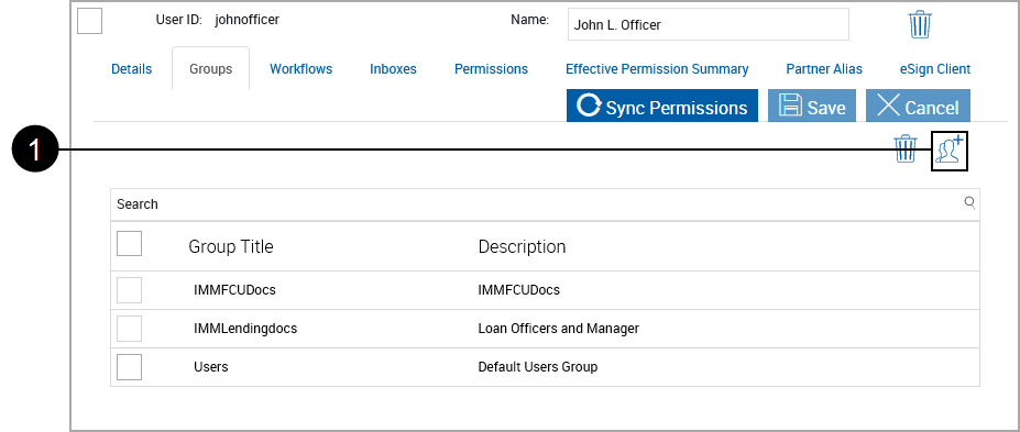 User Maintenance, Click Add New Group icon