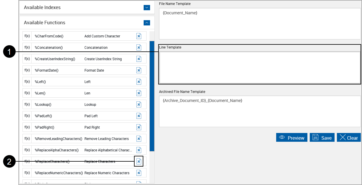 Imaging System Settings, Index.txt, Select Replace Characters