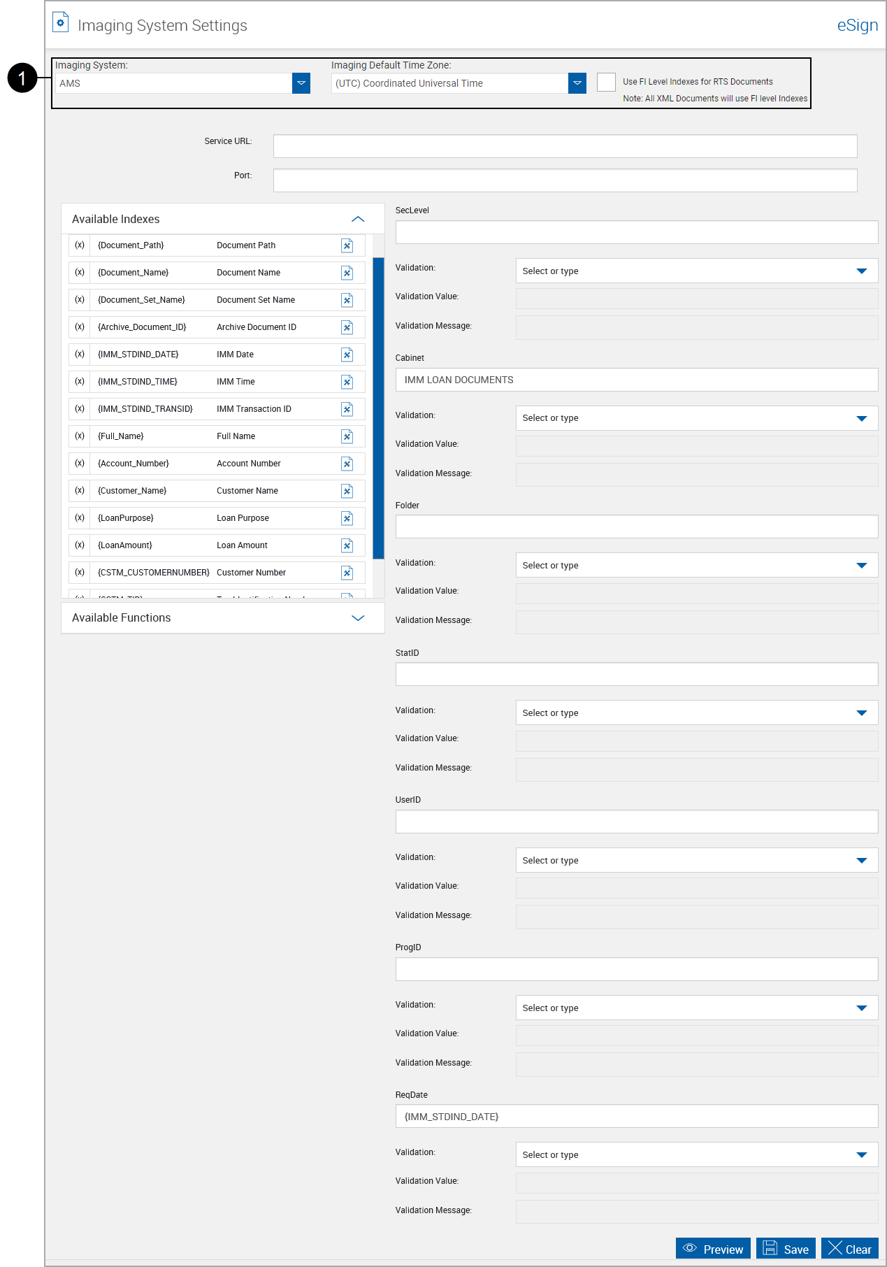 Imaging System Settings, AMS