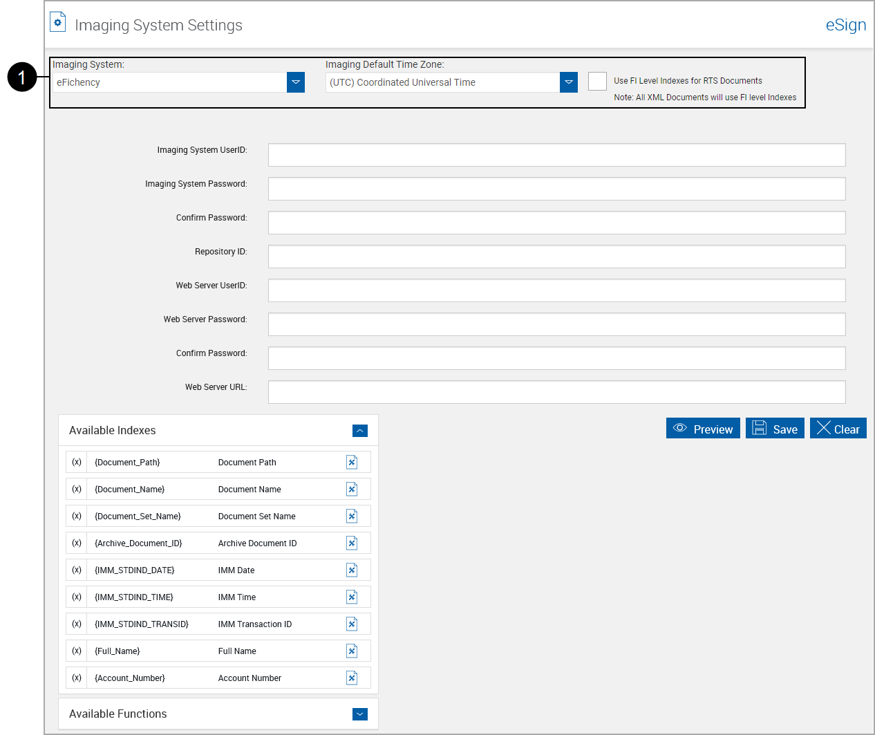 Imaging Systems Settings, eFichency