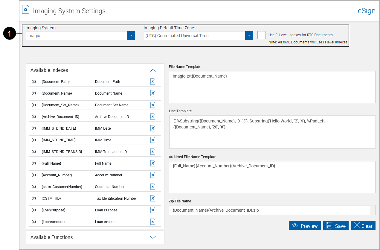 Imaging Systems Settings, Imagio