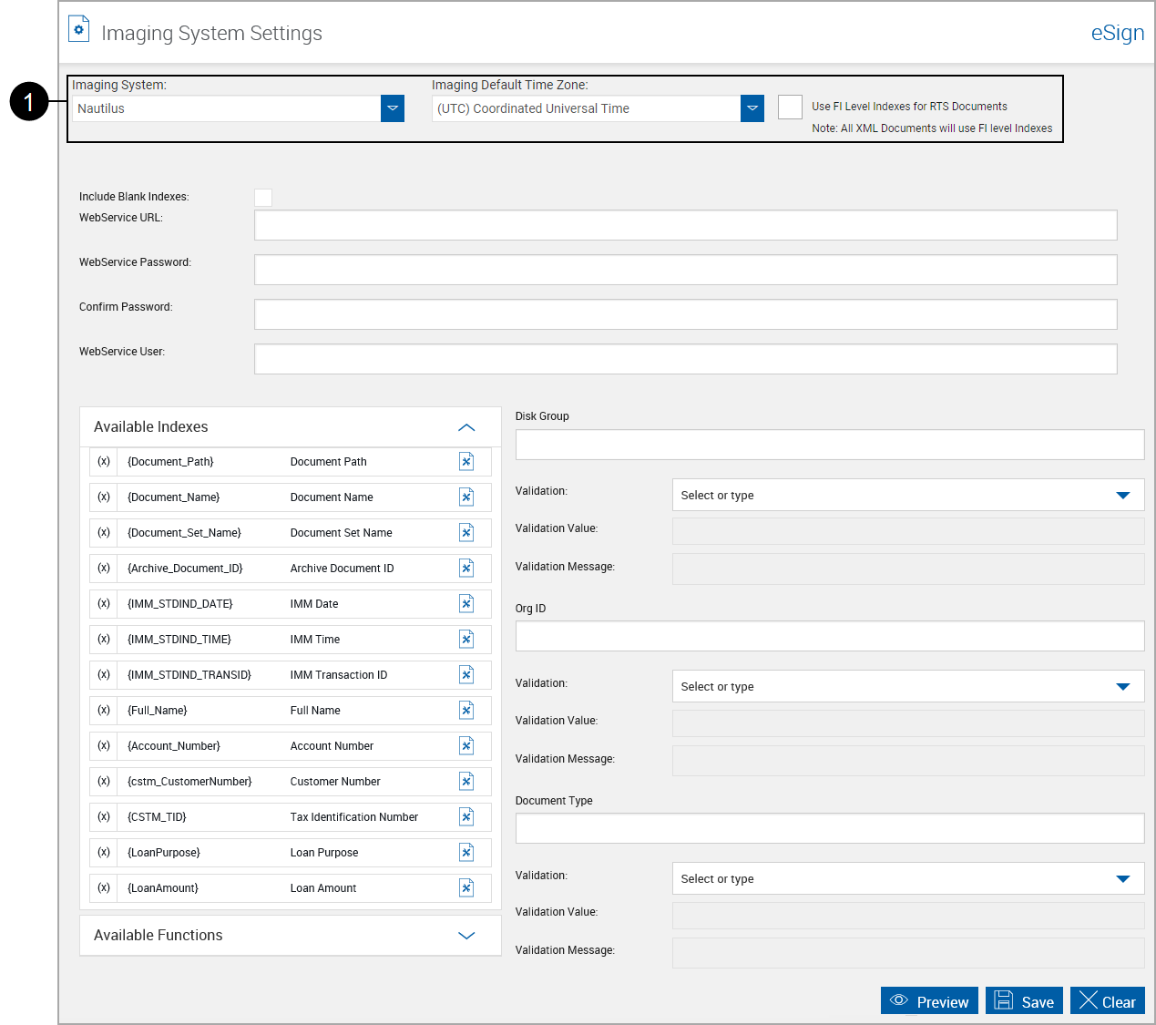 Imaging System Settings, Nautilus