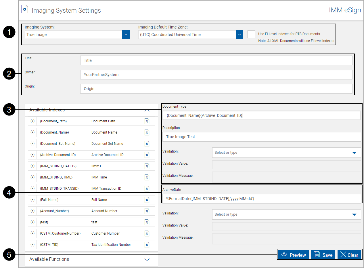 Imaging Systems Settings, True Image