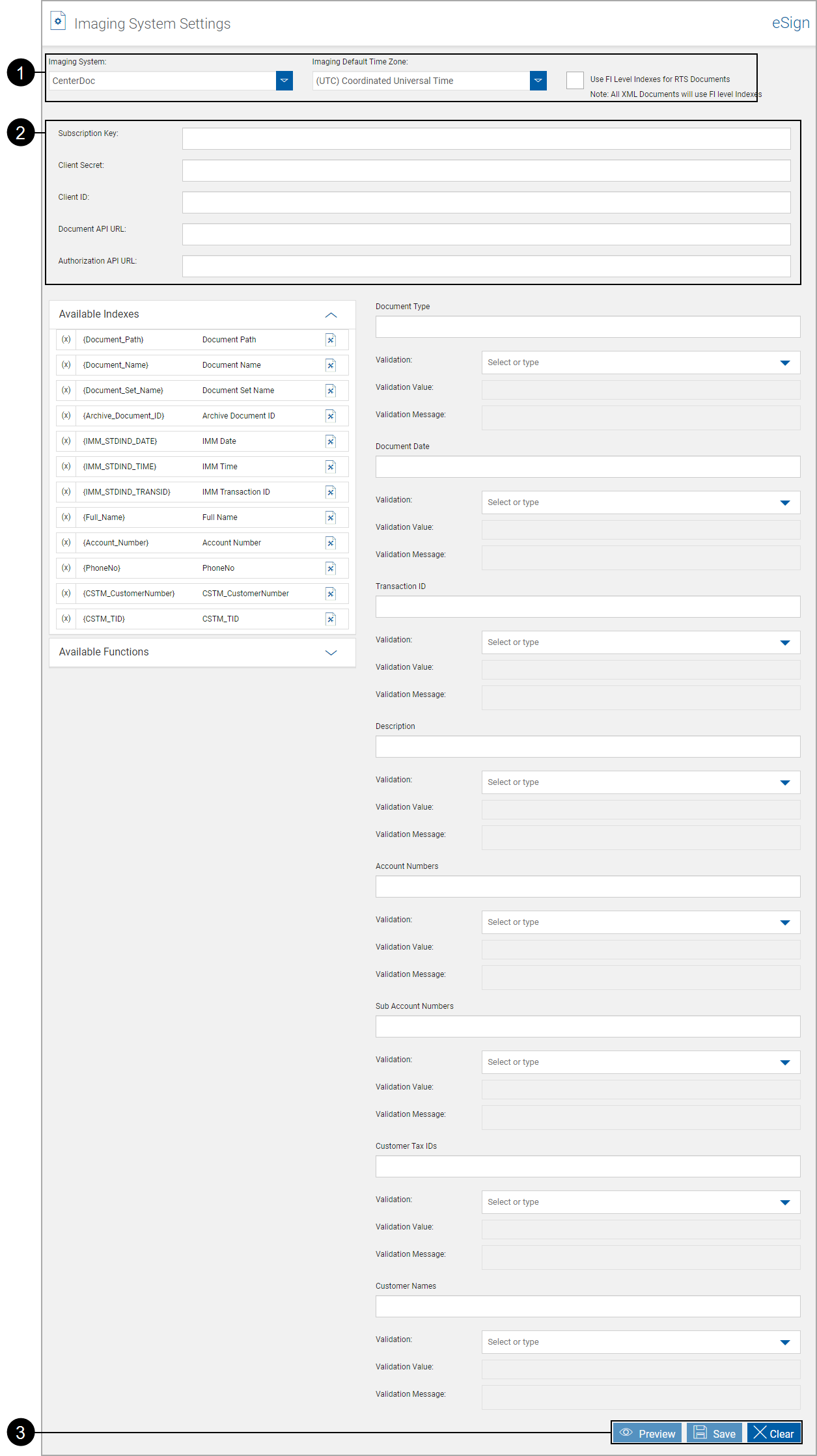 Imaging Systems Settings, CenterDoc