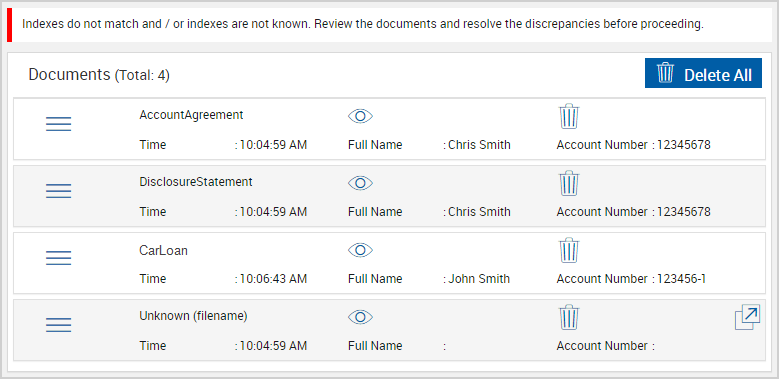 Mismatched and Unknown Document Indexes