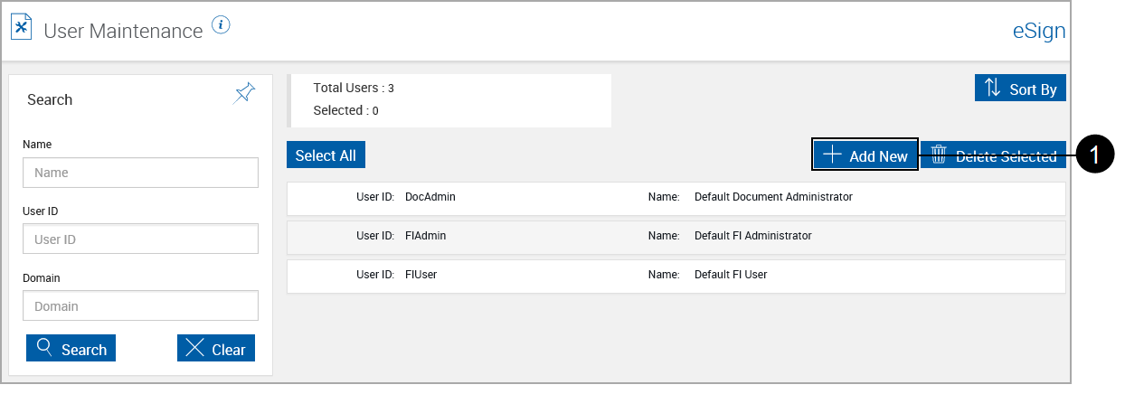 User Maintenance, default