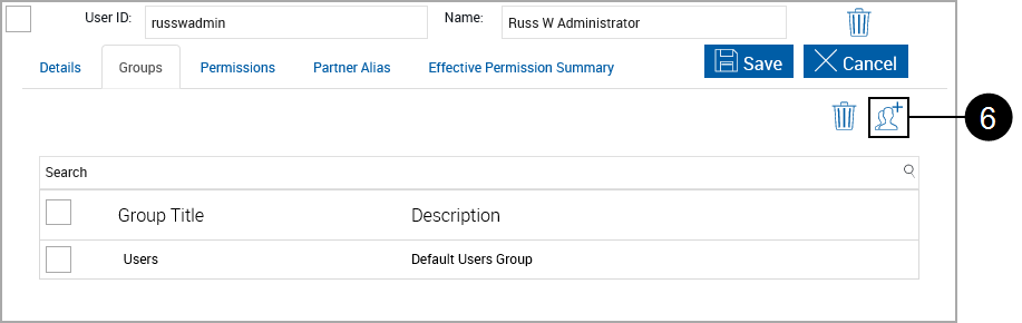 Add New User, click Add Groups Icon