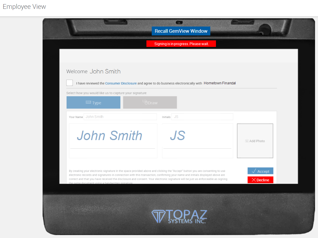 Employee View of the Consent Page